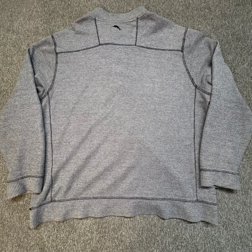 Tommy Bahama Mens XL Gray 1/4 Button Pullover‎ Mock Neck Sweater Henley Shirt